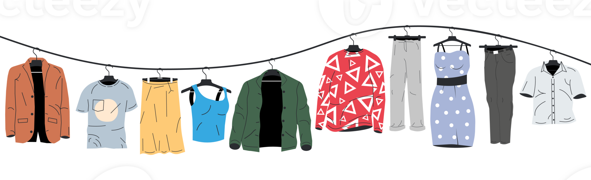 Womans and mans clothes on hanger png