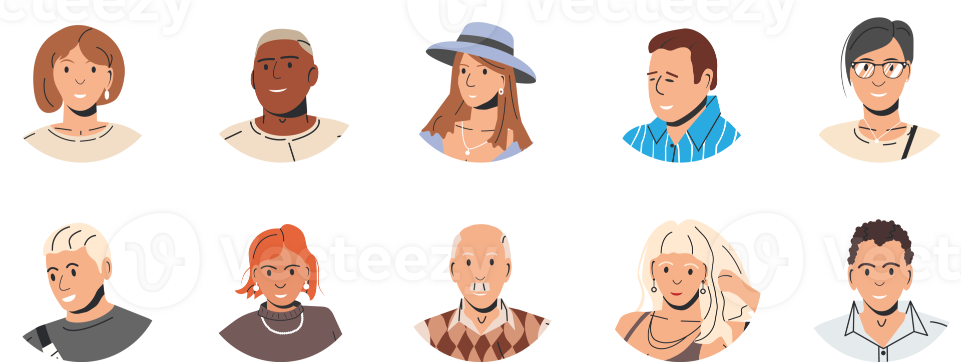 Different people avatars or user portraits png