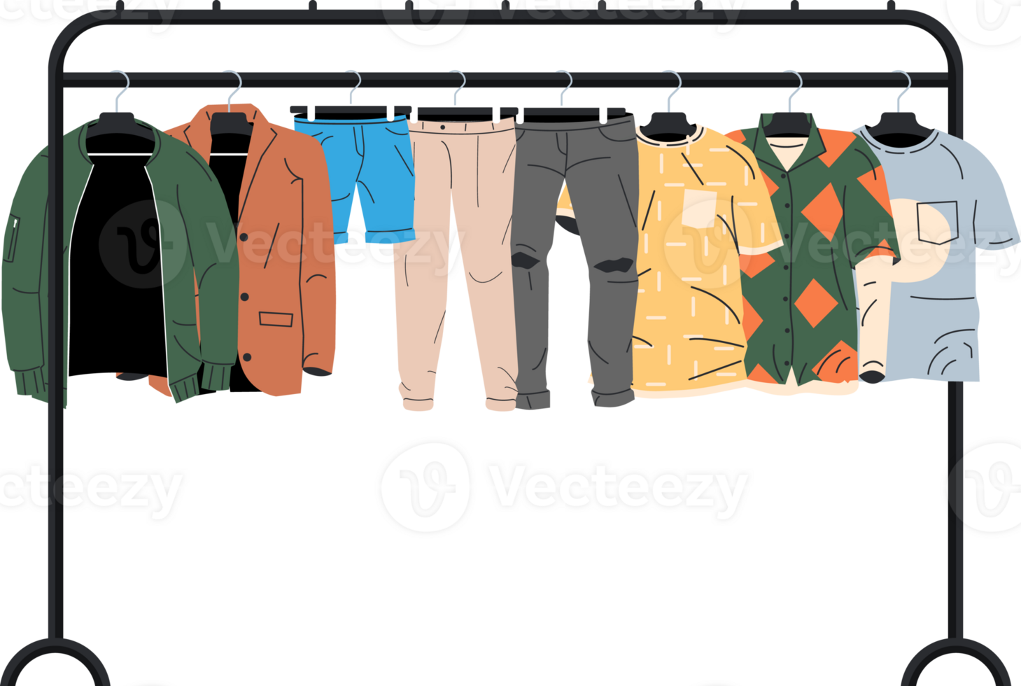Mens and womans clothes on hanger png