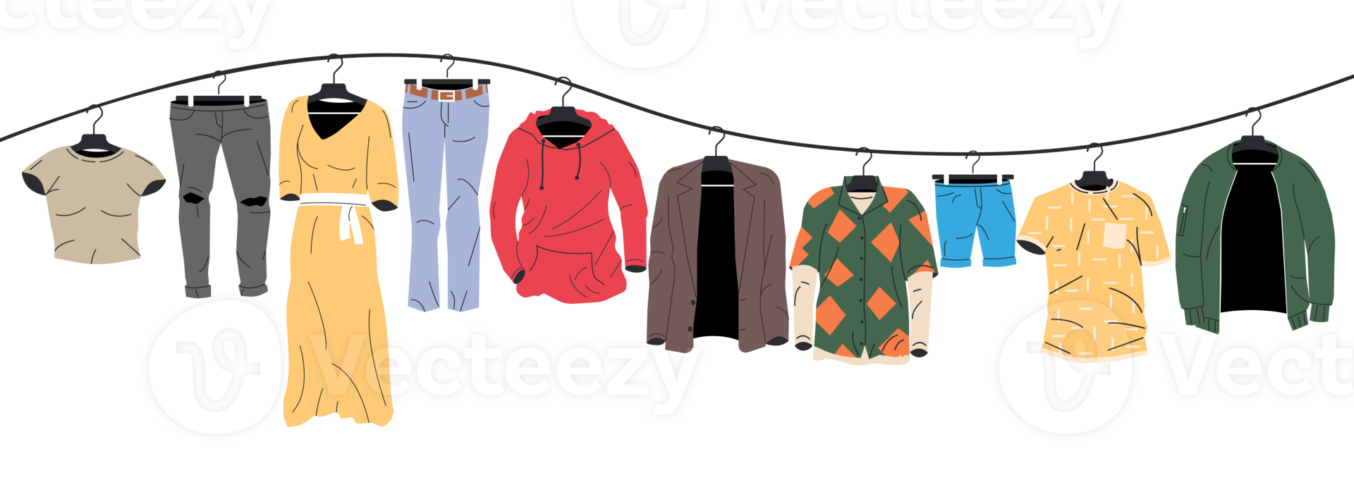 Womans and mans clothes on hanger png