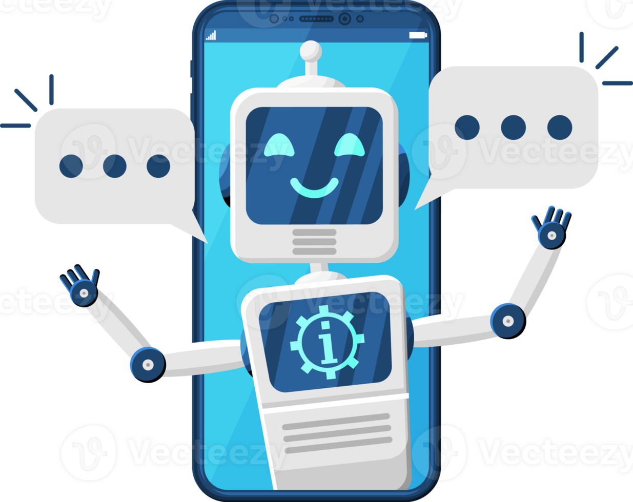 Smartphone with Chat Bot Speak in Bubble on Screen png