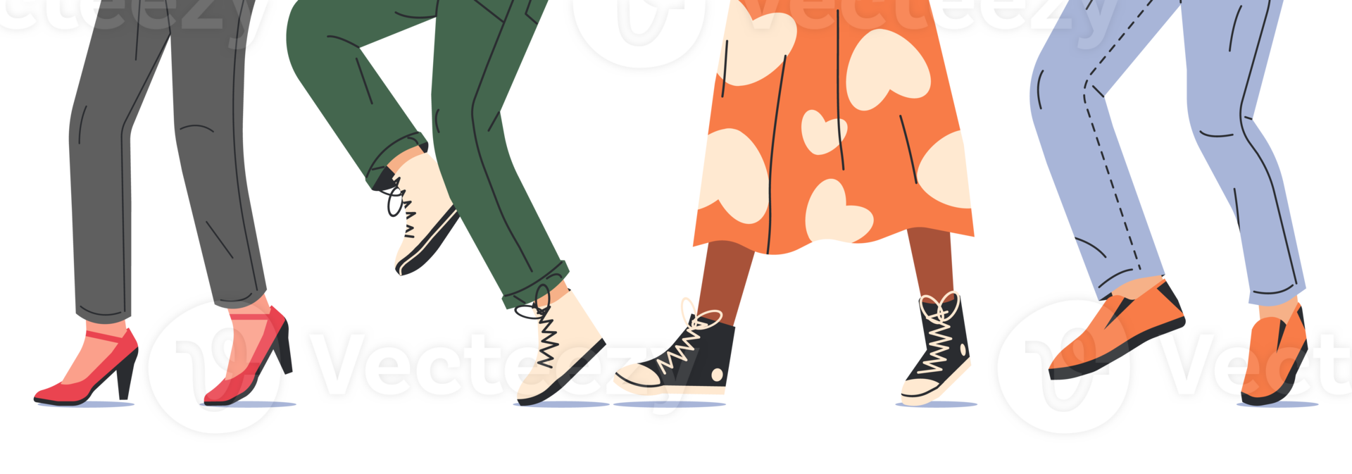 People walking in modern shoes png