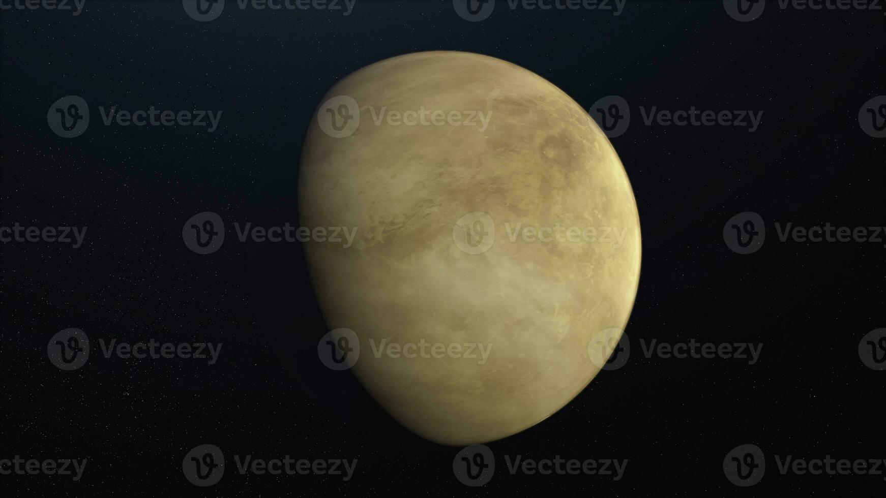 Abstract animation of rotating planet Venus. Animation. Abstract surface of planet Venus on background of cosmic stellar space. Planetary 3D animation of planet Venus. photo