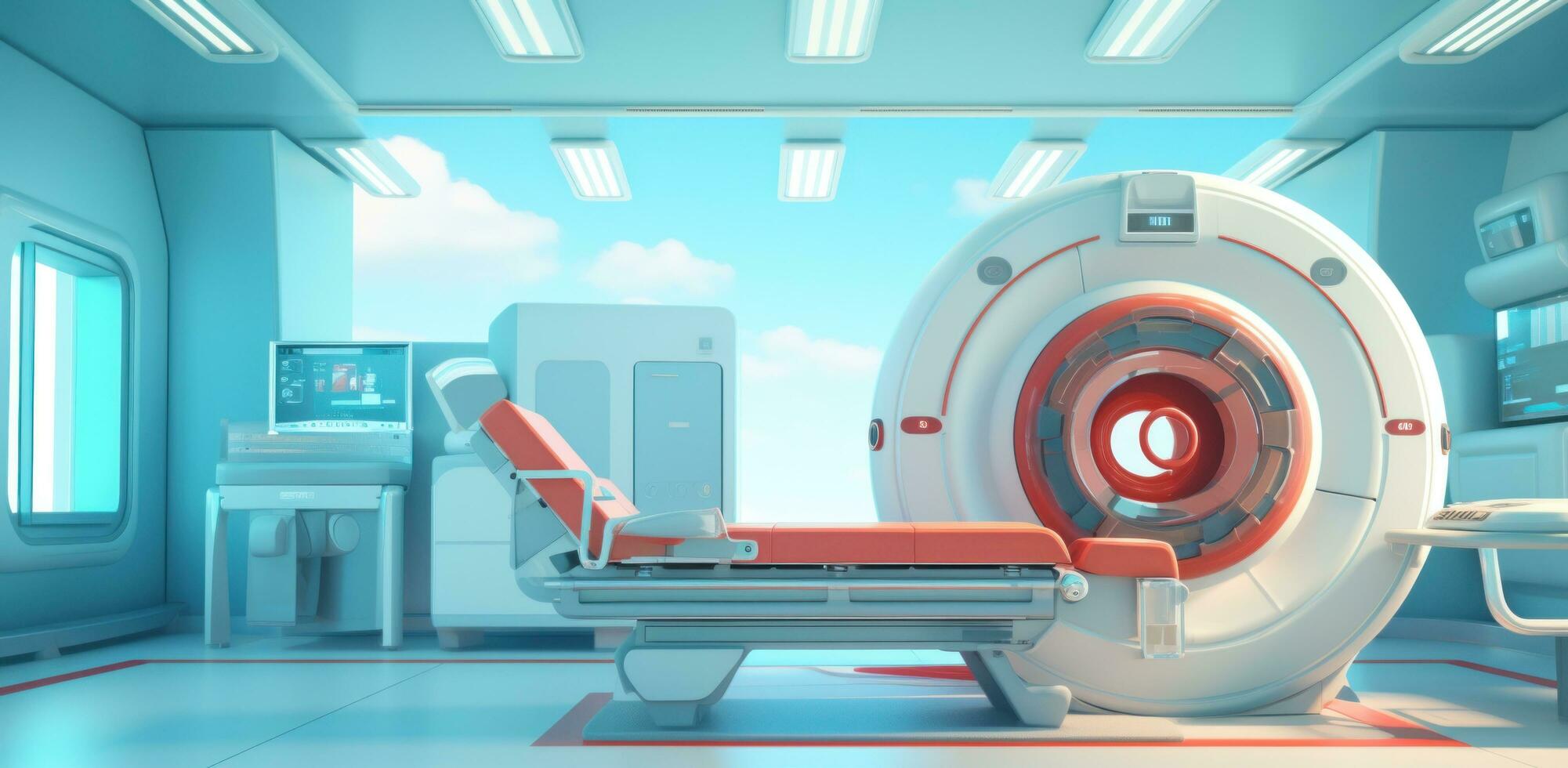 AI generated a hospital room with a mri machine in it photo