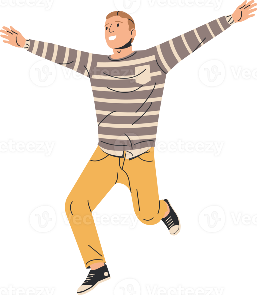 Happy Man in Casual Clothes Jumping png