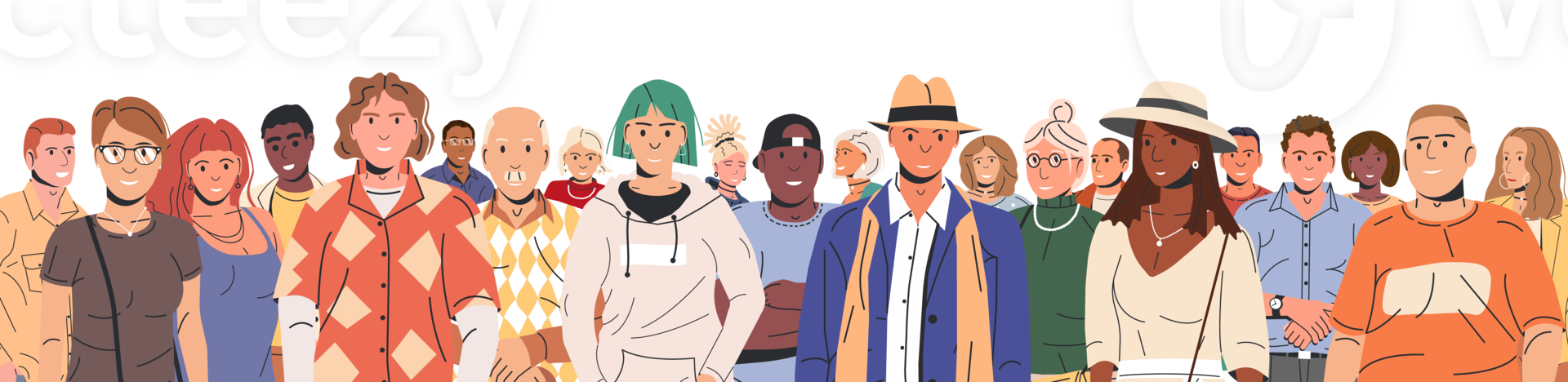 Diverse multicultural and multiracial people group png