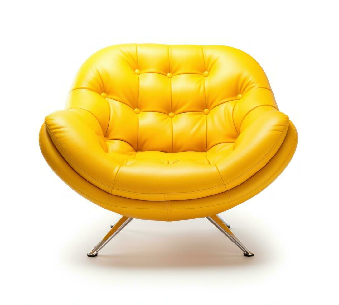 AI generated yellow leather lounge chair on a white background photo