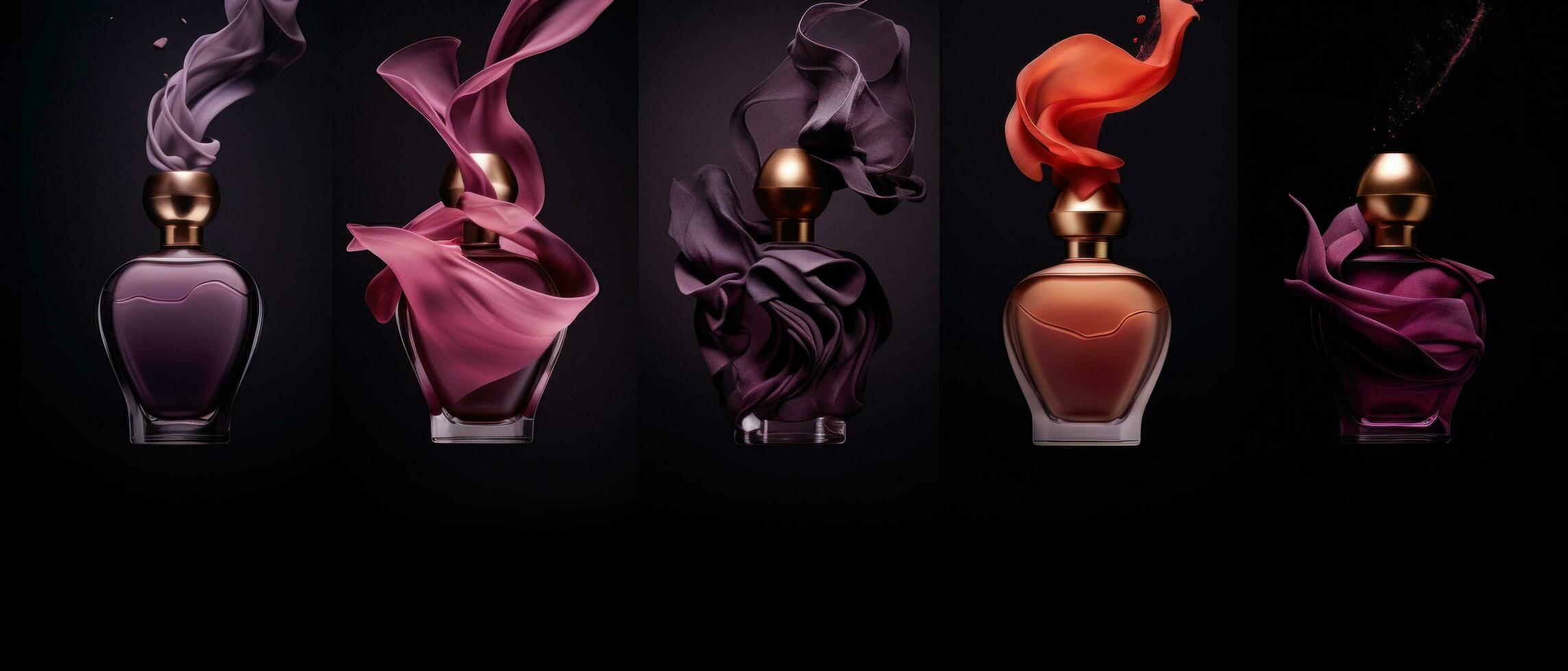 AI generated perfumes on dark background photo