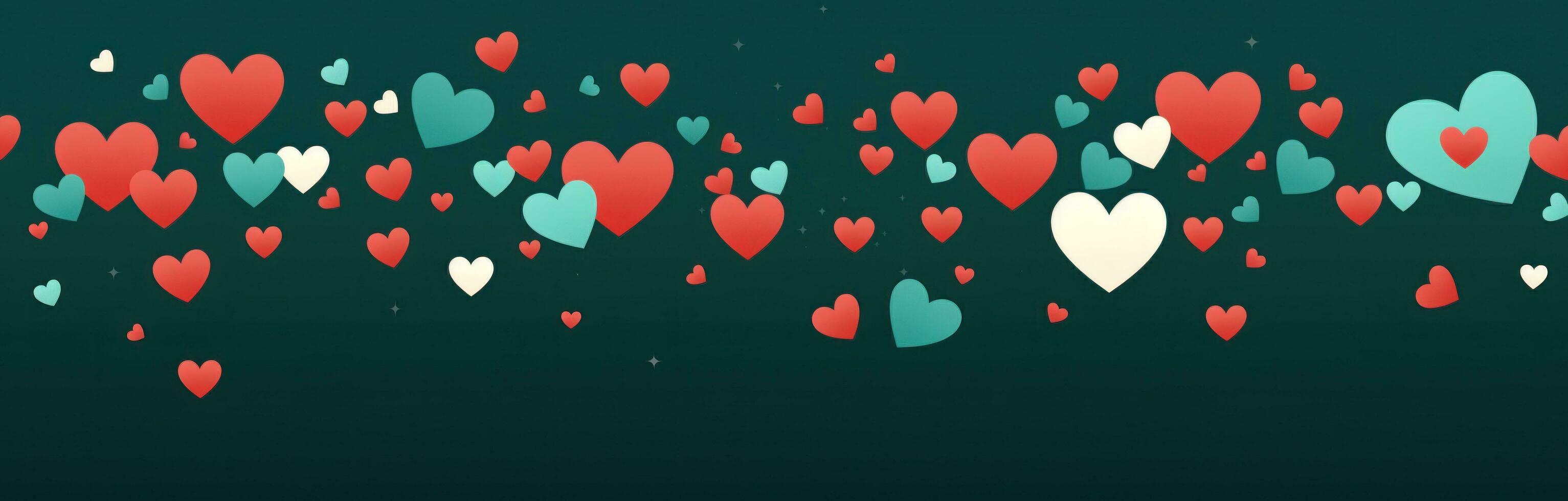 AI generated many red hearts falling into the distance photo