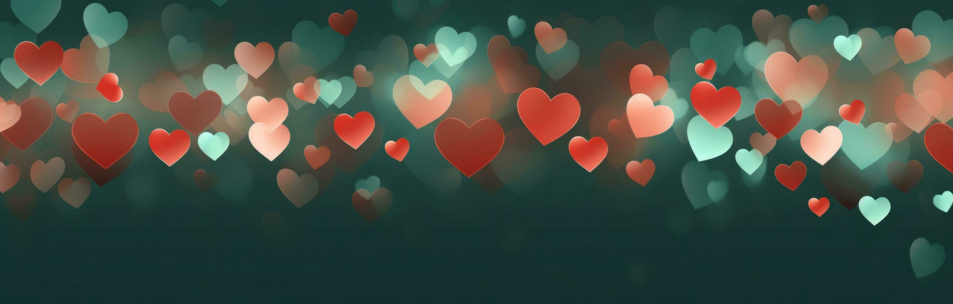 AI generated many red hearts falling into the distance photo
