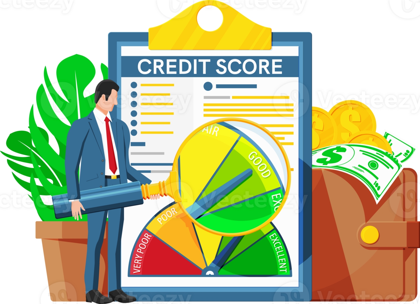 Credit Score Indicator and Bank Rating Gauge Report png