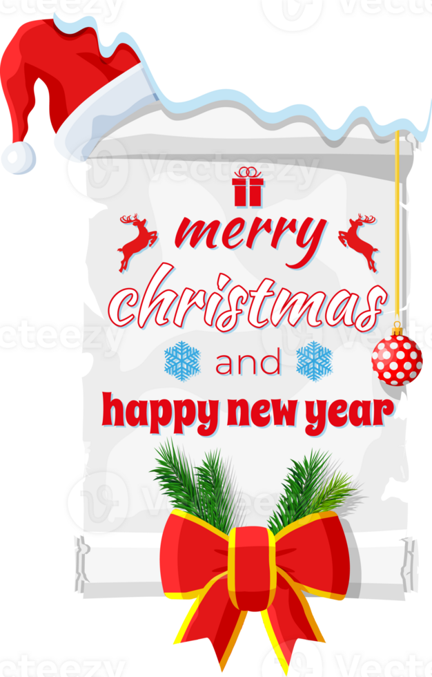 Old Christmas Parchment Scroll with Santa Hat png