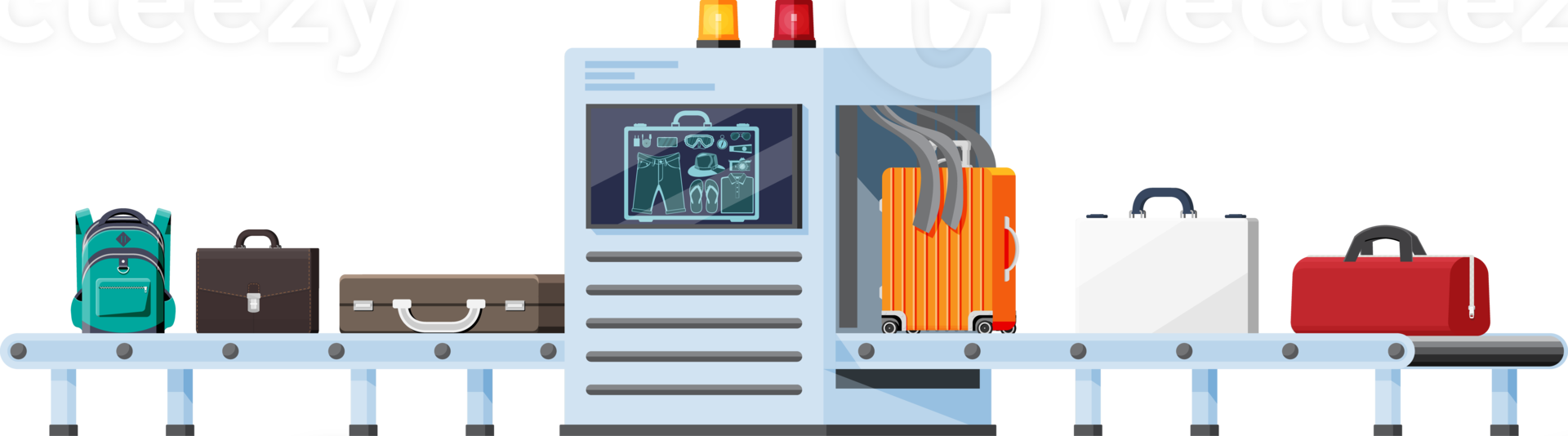 Airport Security Scanner. Conveyor With Luggage png