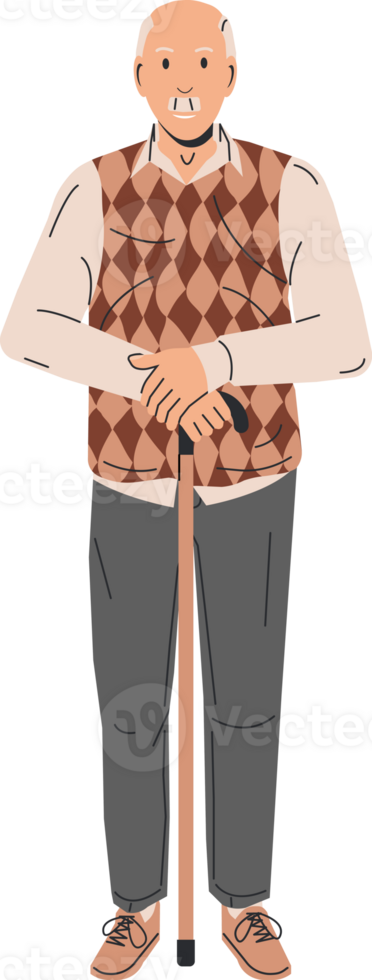 Handsome Elderly Man with Cane png