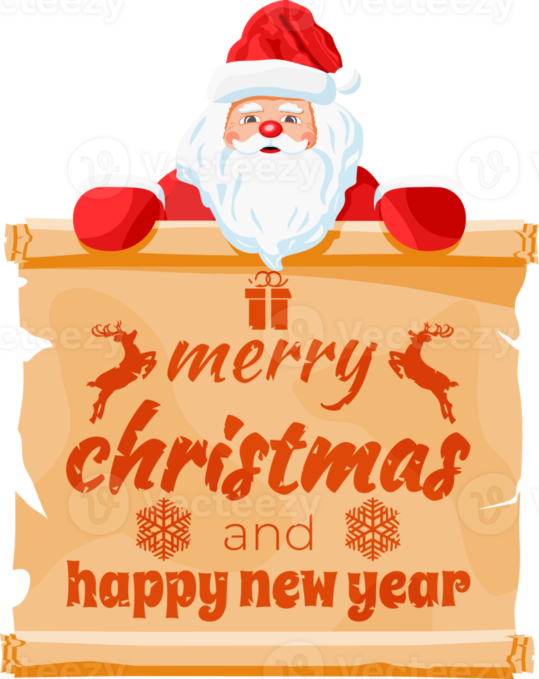 Funny santa claus character greeting. png