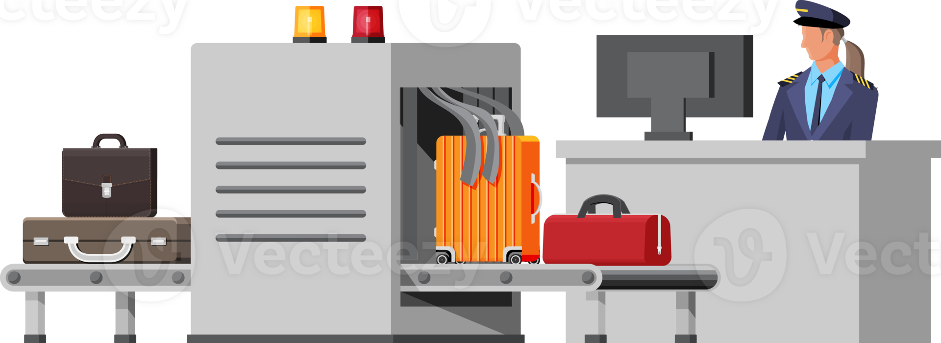 Airport Security Scanner. Conveyor With Luggage png