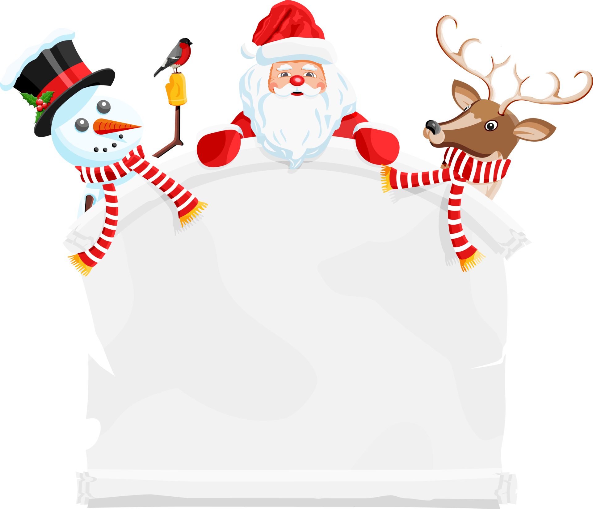 Santa claus, snowman and deer christmas characters 35718381 PNG