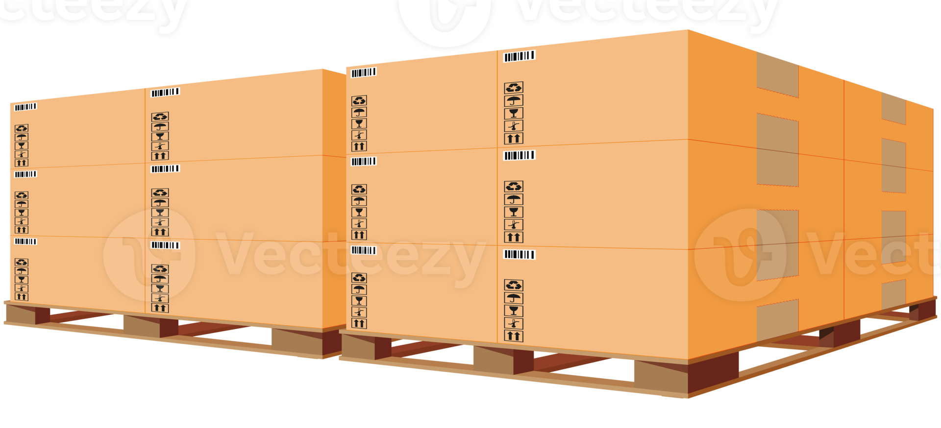Cardboard Boxes Pile on Wooden Pallet png