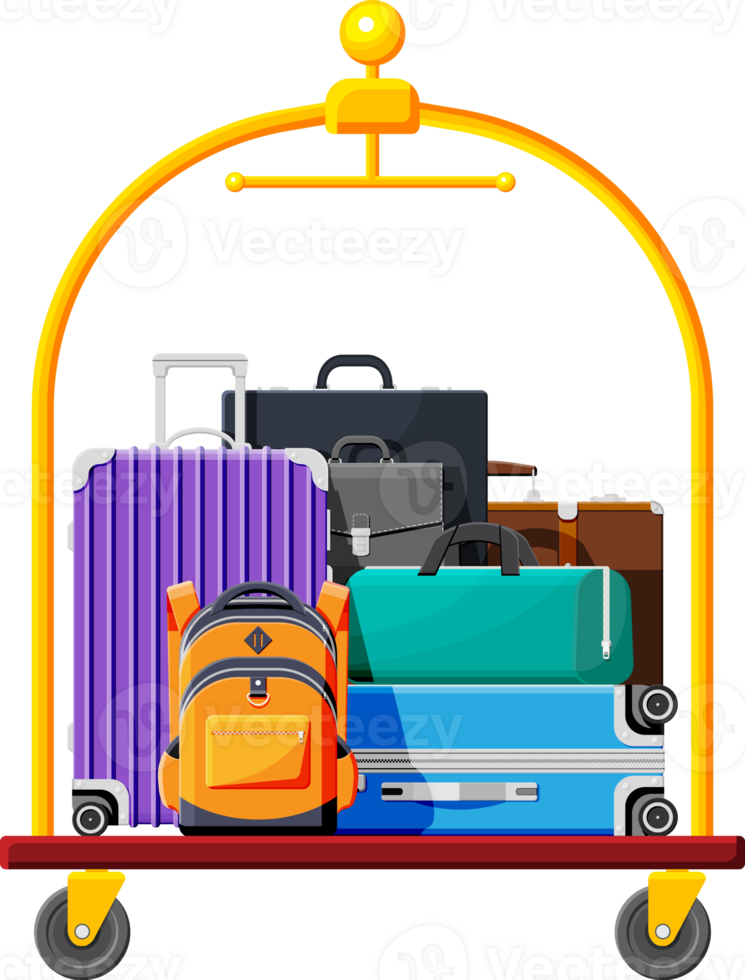 Hotel Bellboy at Work Carrying Guests Bags. png