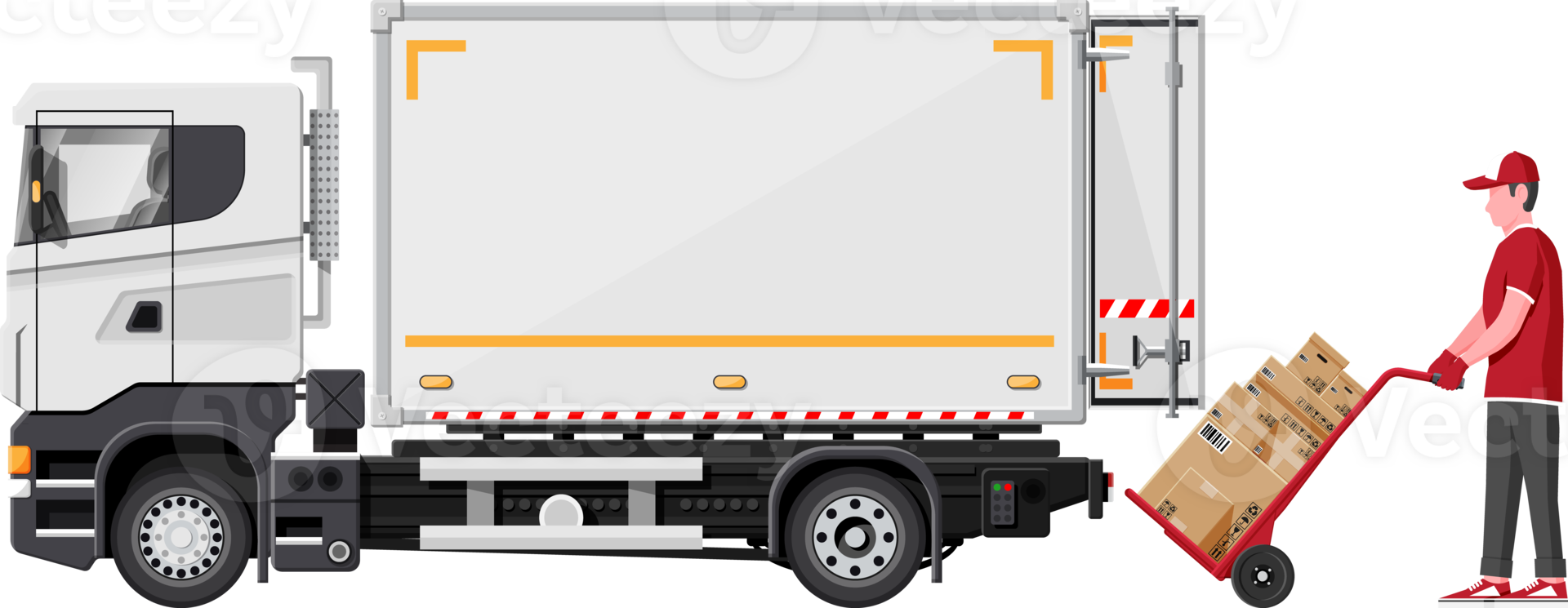 Delivery Van Full of Cardboard Boxes png
