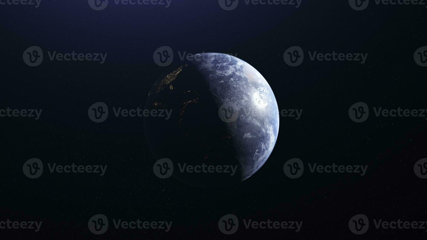 Abstract animation of beautiful Planet Earth rotation in space. Animation. Full revolution of the planet around its axis. photo