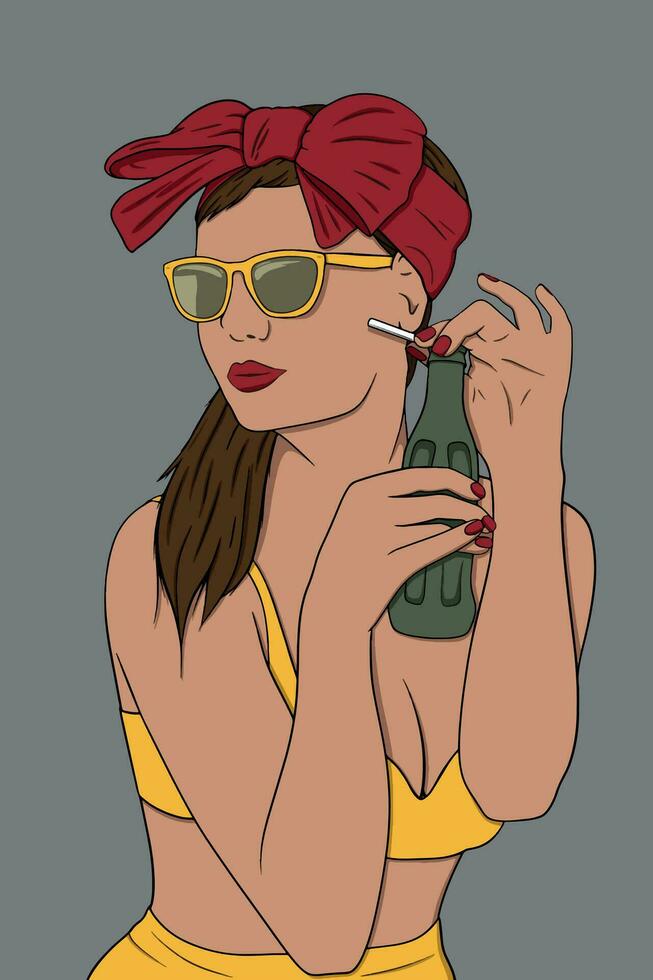 Illustration of pin up girl vector