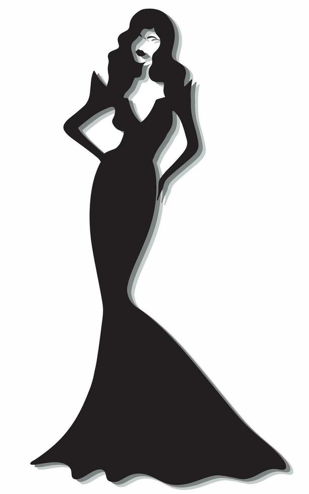Illustration of black and white girl vector