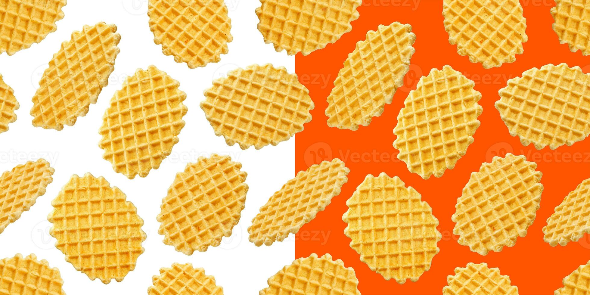 Belgian waffles seamless pattern isolated on white background photo