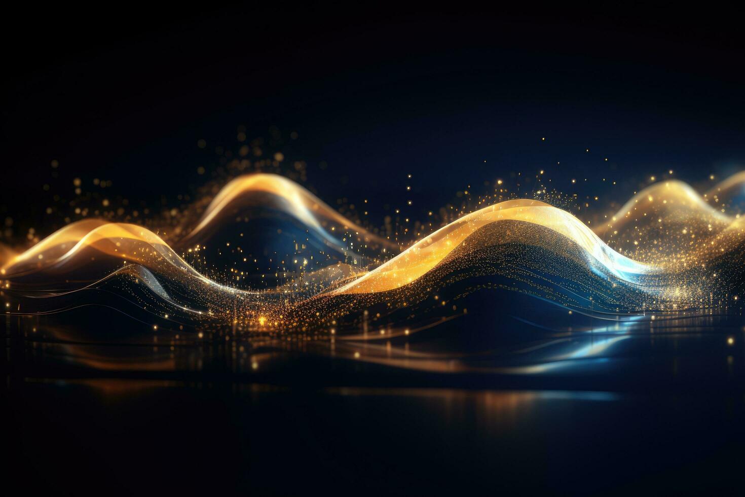 AI generated Futuristic technology wave background. Elegant abstract background for business tech presentations, Abstract digital wave technology with flowing particles, AI Generated photo
