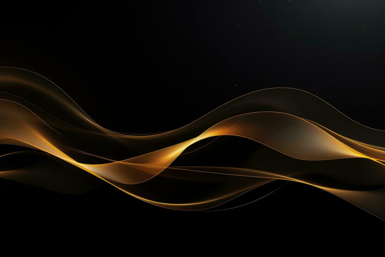 AI generated Abstract golden wave on black background. Vector illustration. Clip-art, Abstract golden lines on black BG, AI Generated photo