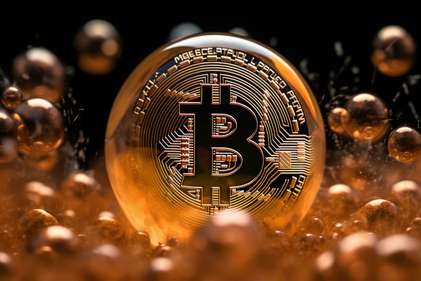 AI generated Bitcoin in a crystal ball. Bitcoin is a modern way of exchange and this crypto currency is a convenient means of payment in the financial market, Bitcoin bubble inflation, AI Generated photo