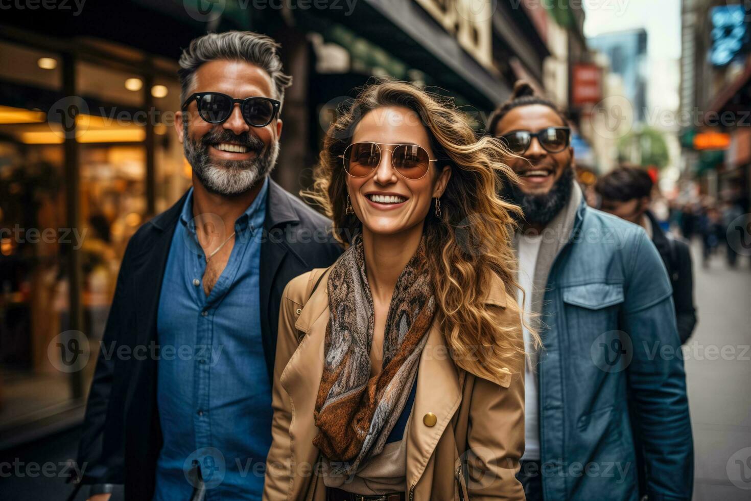 AI generated Selective Focus Photo of Stylish People Exhibiting Latest Trends and Unique Fashion in a Metropolitan Area with Copy Space