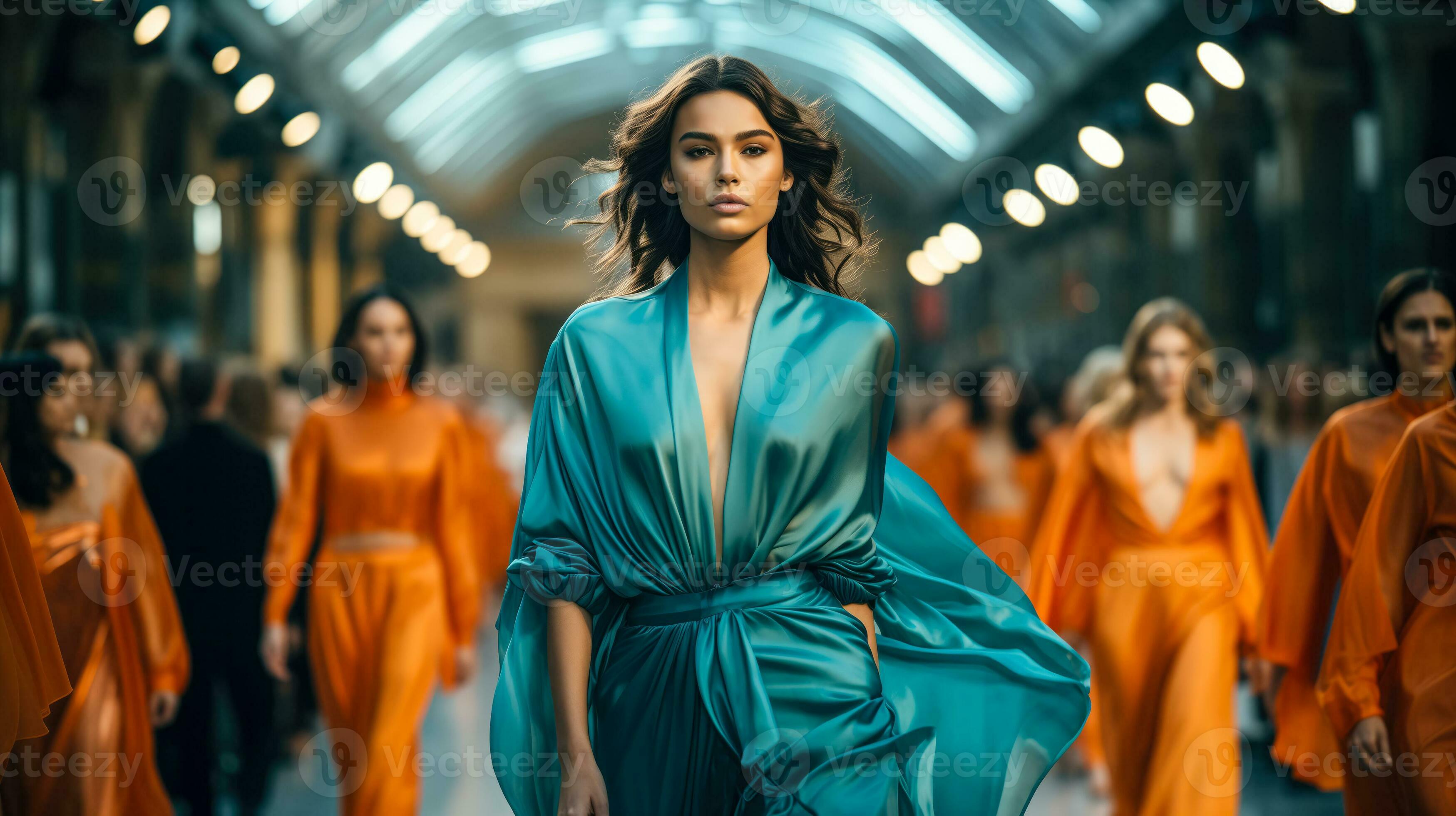 AI generated Latest Fashion Trends on Display at Prominent Citys Fashion  Week with Models Strutting the Catwalk 35719396 Stock Photo at Vecteezy
