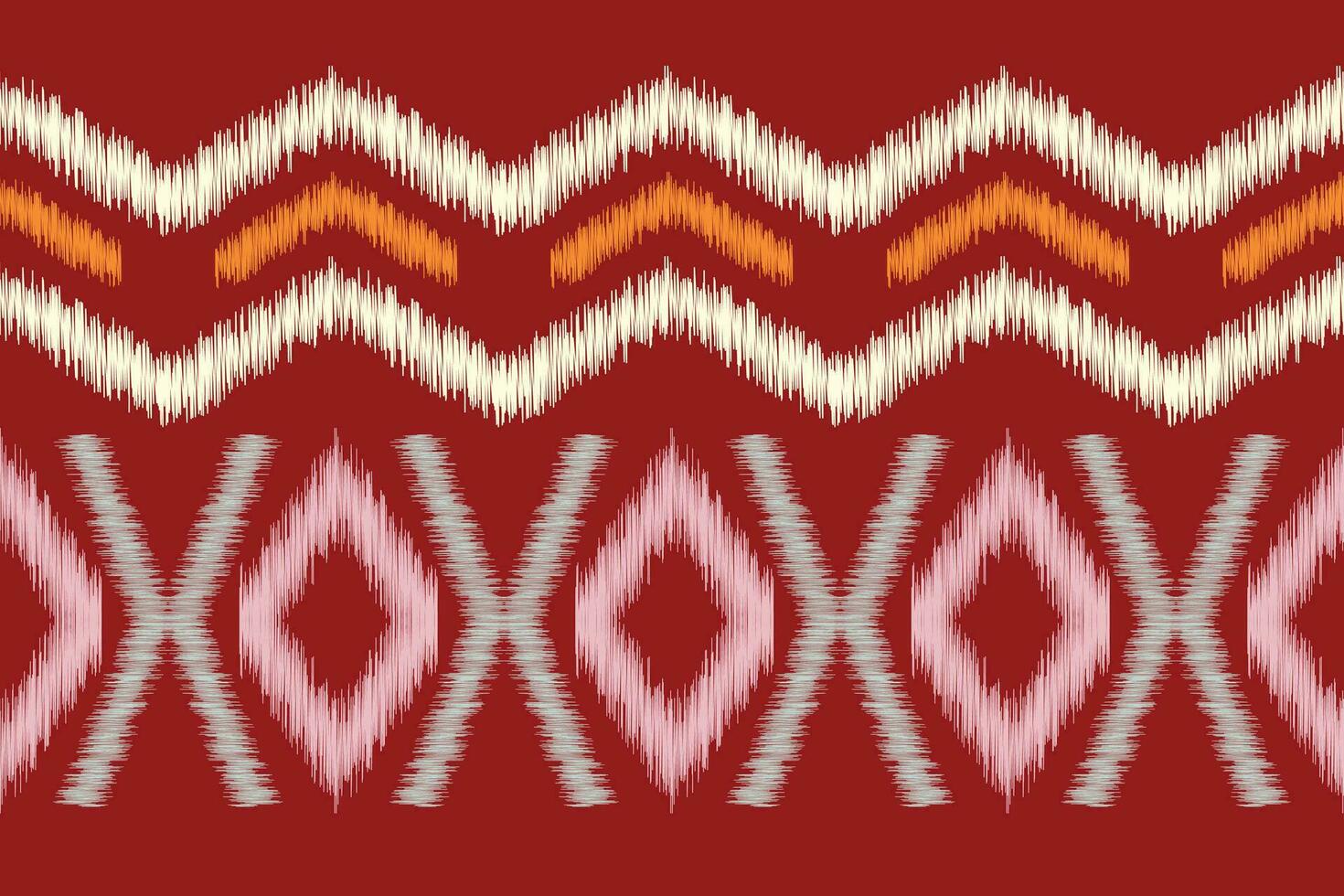 Ethnic Ikat fabric pattern geometric style.African Ikat embroidery Ethnic pattern red christmas day background. Abstract,vector,illustration.Texture,clothing,frame,decoration,motif. vector