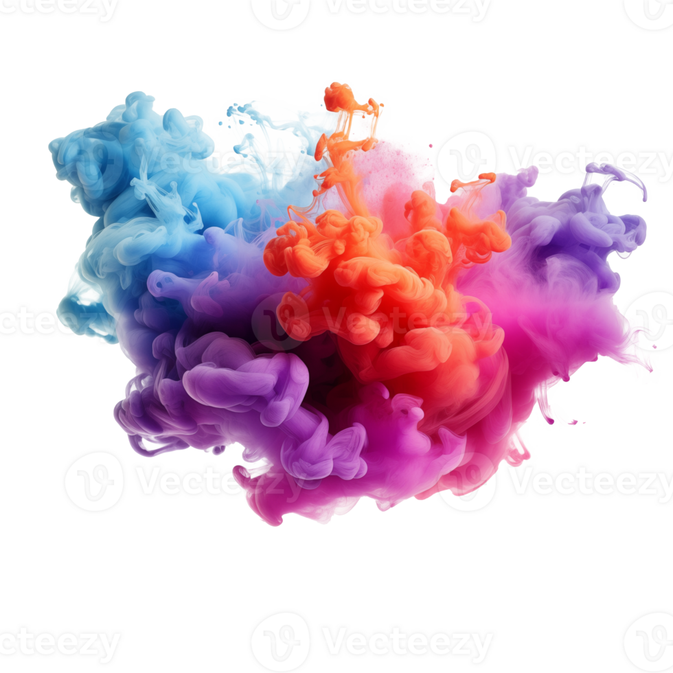 AI generated Abstract colorful smoke on a white background, for design and decoration. Generative ai png