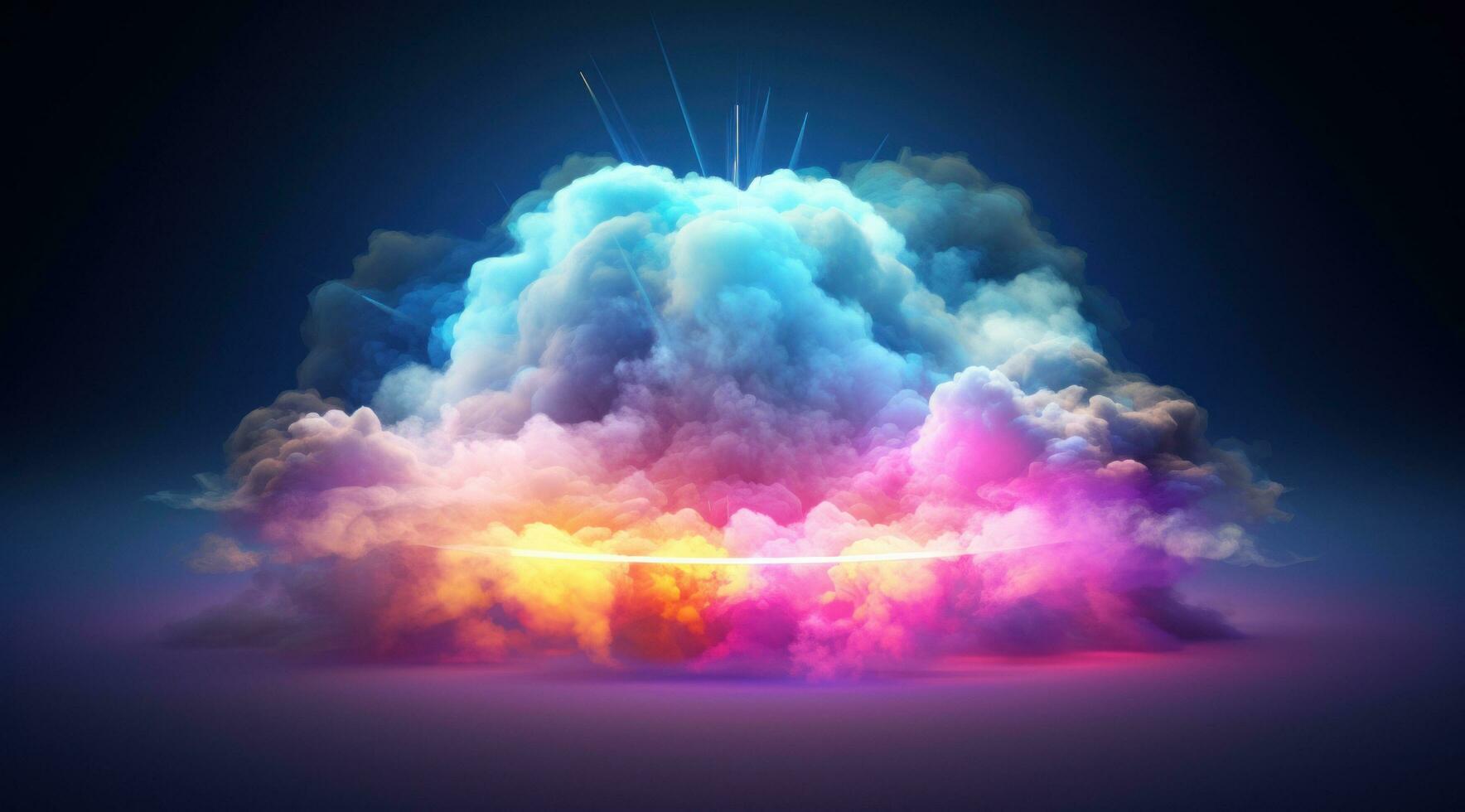 AI generated colorful light inside the circle of clouds photo