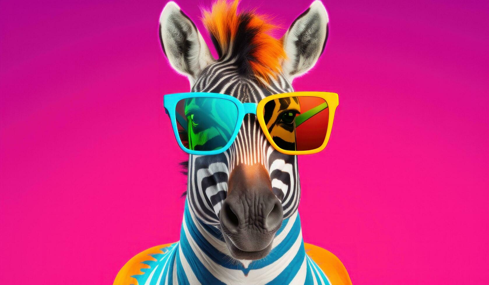 AI generated a zebra is wearing glasses photo