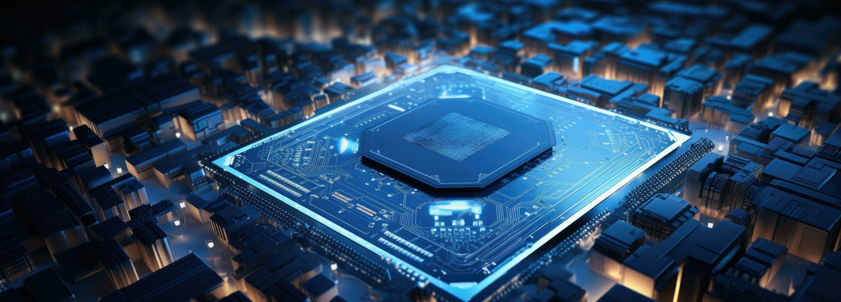 AI generated a small chip with electronic chips on another surface photo