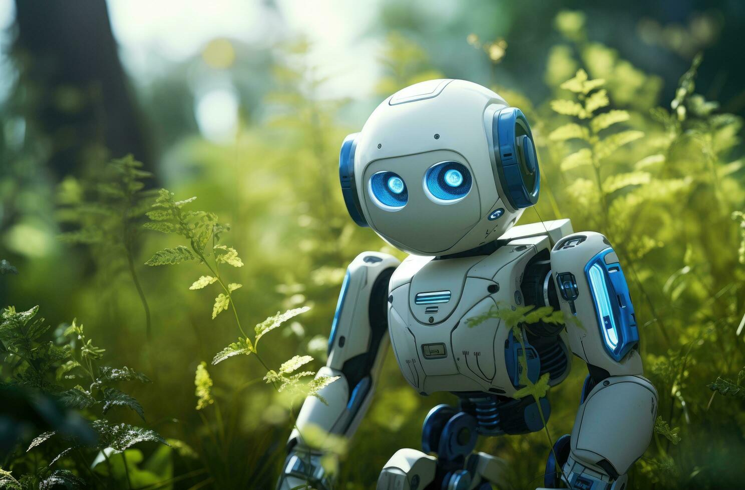 AI generated a robot in a gardening space is being used to grow plants photo