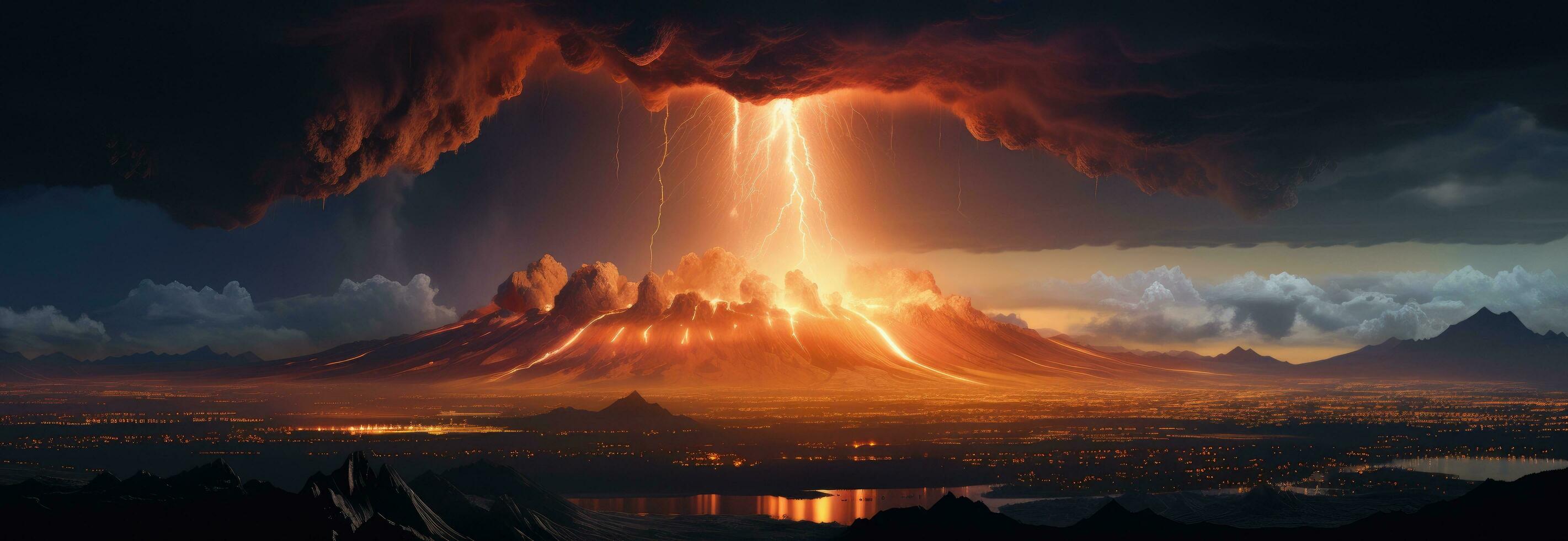 AI generated a giant flash is seen coming from a city photo