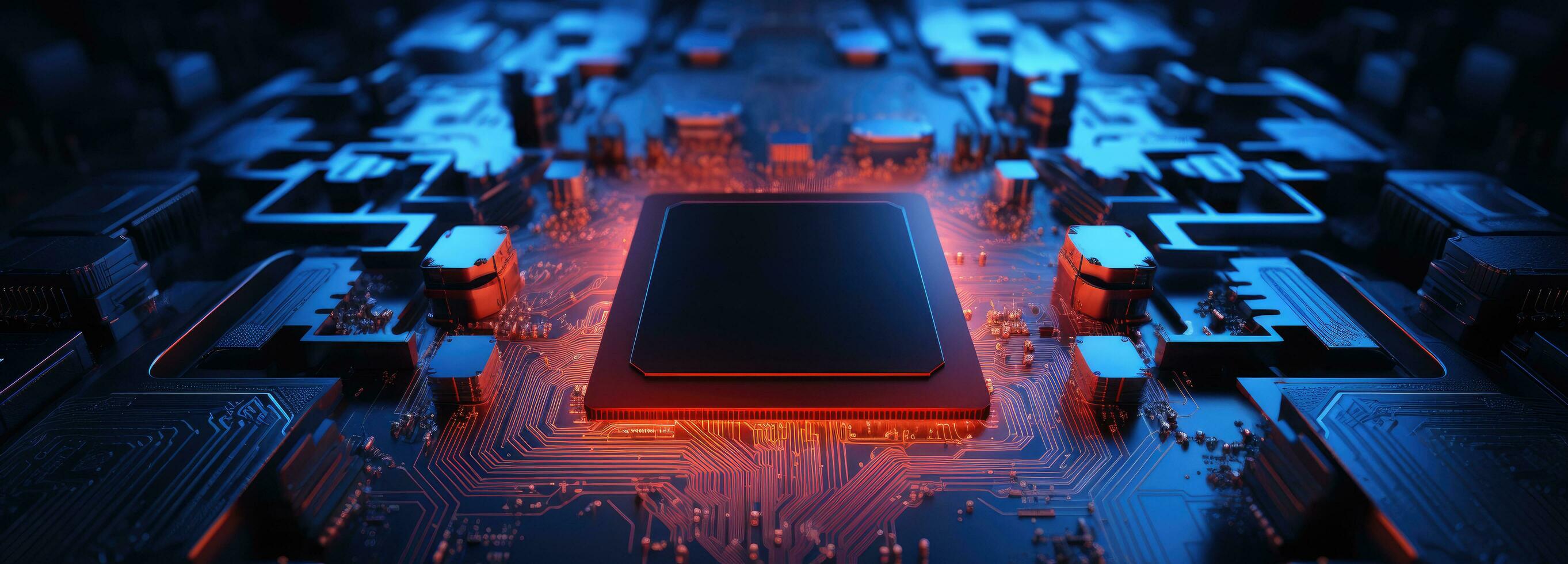 AI generated a computer chip on top of a circuit board photo