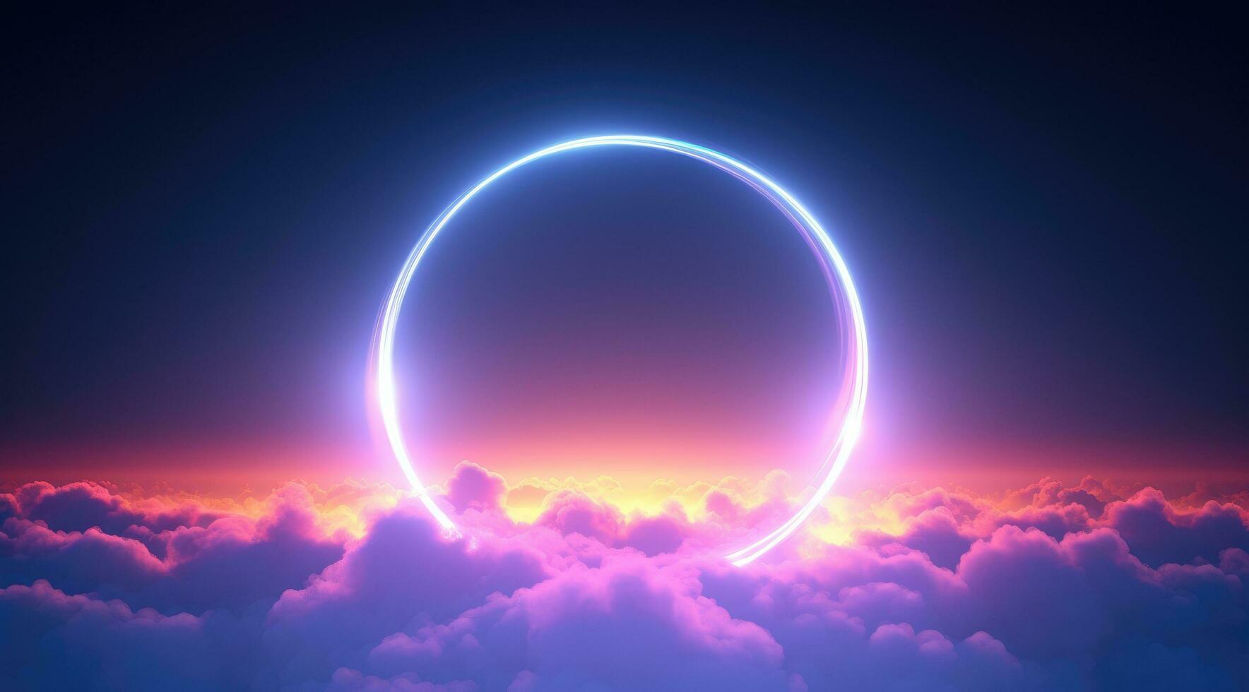 AI generated a circle with colorful cloud lights in the sky photo