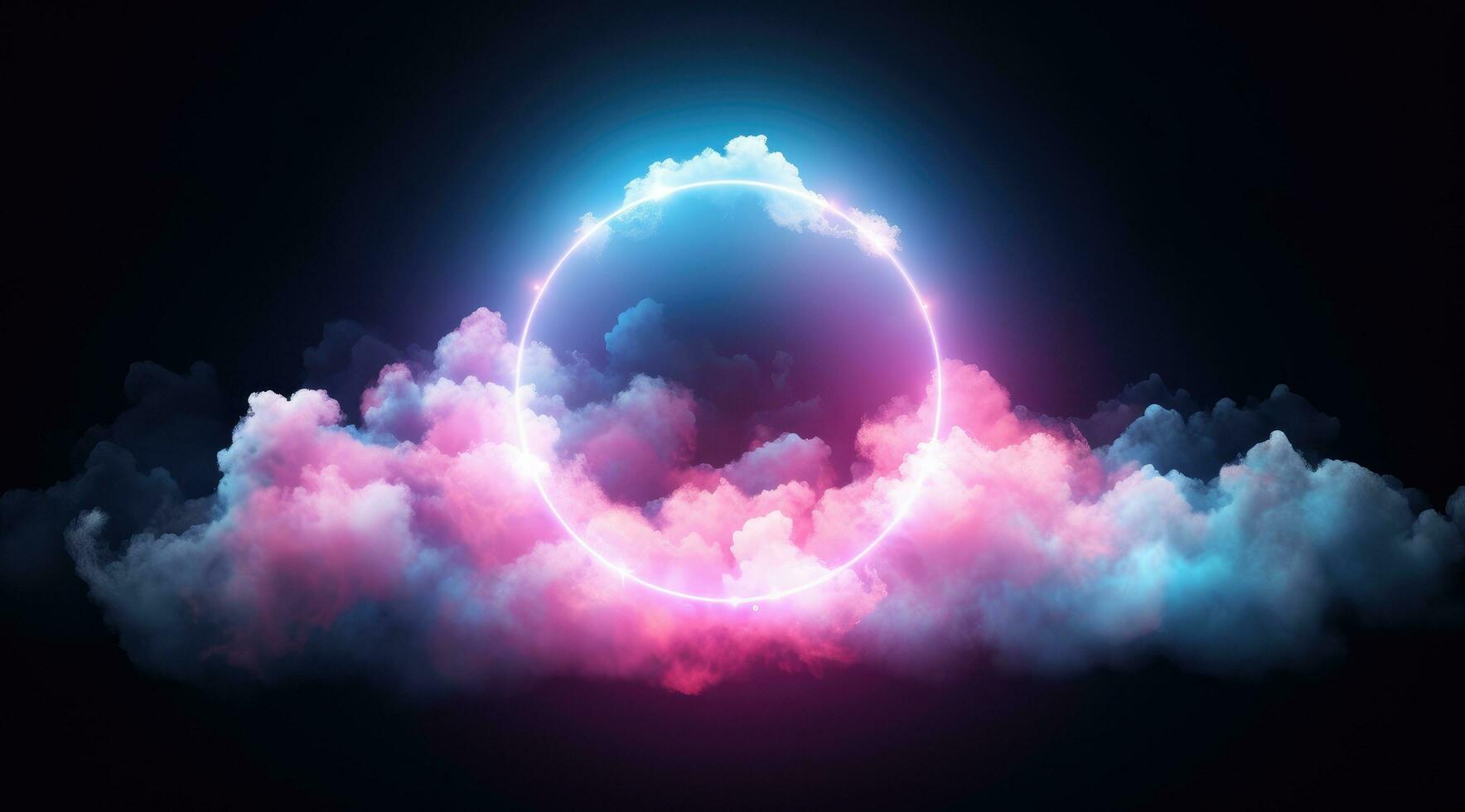 AI generated a circle with colorful cloud lights in the sky photo