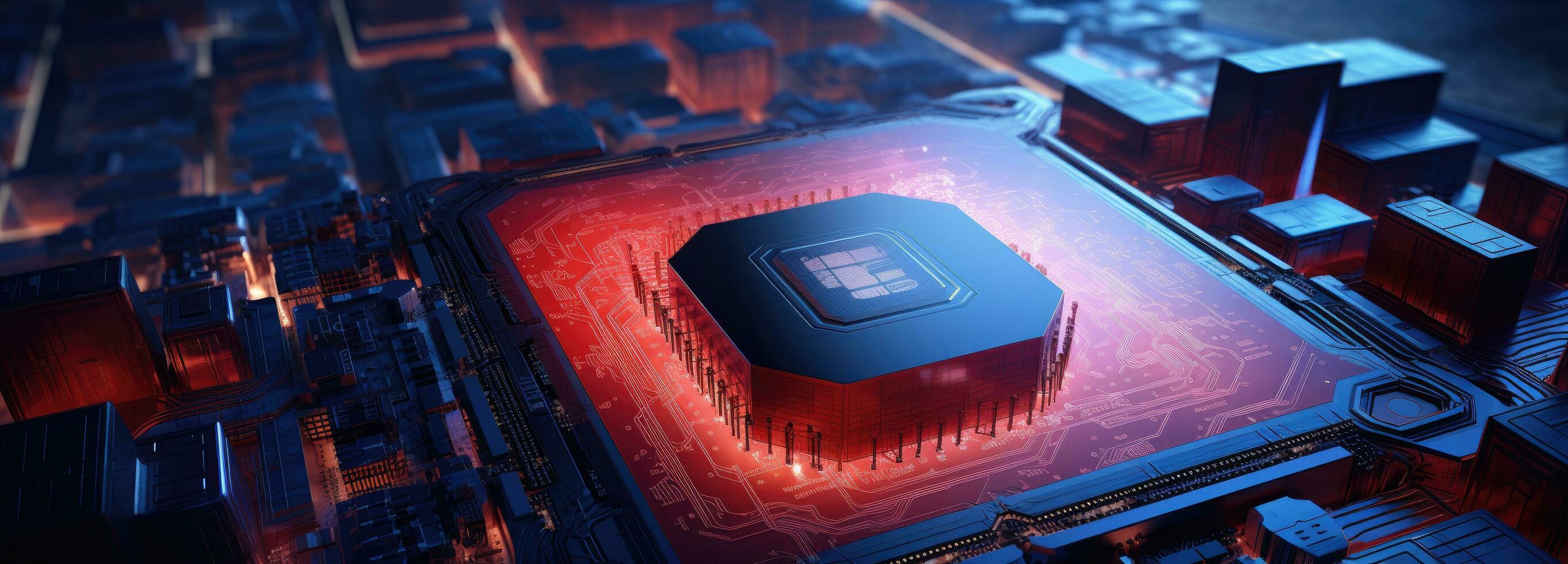 AI generated a computer chip on top of a circuit board photo