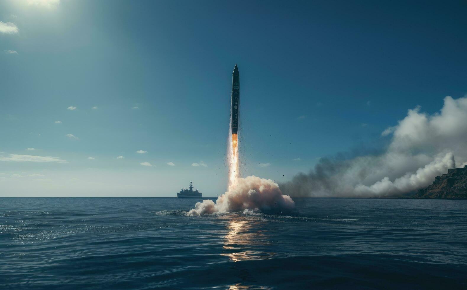 AI generated a cruise missile launches into the water photo