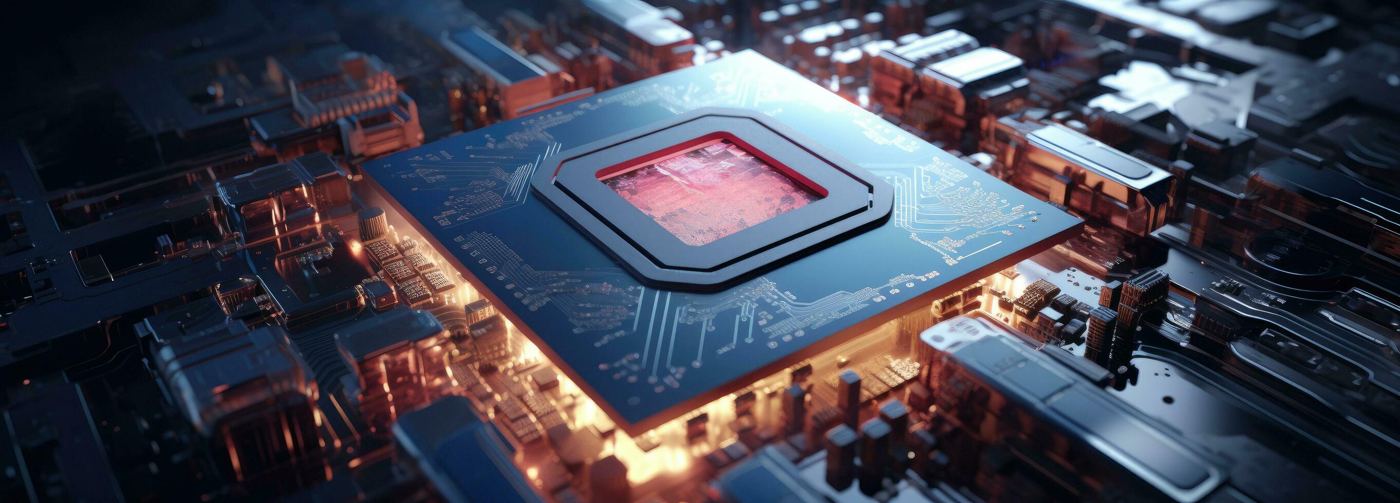 AI generated a computer chip on top of a circuit board photo