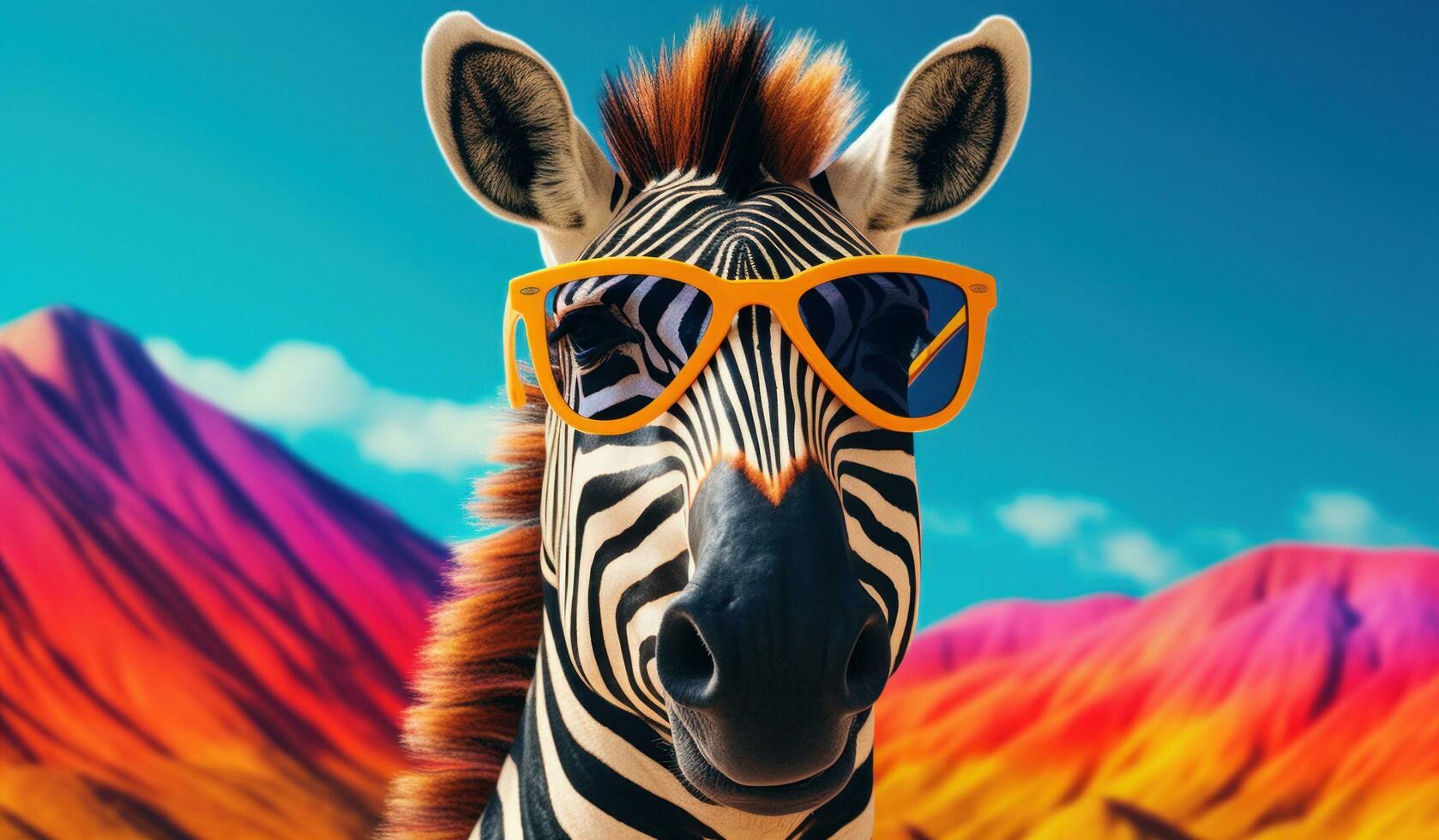 AI generated a zebra is wearing glasses photo