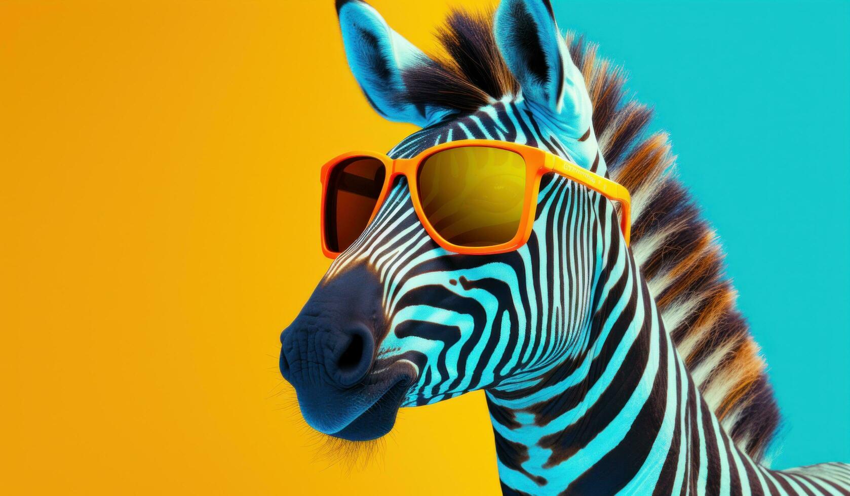 AI generated a zebra is wearing glasses photo