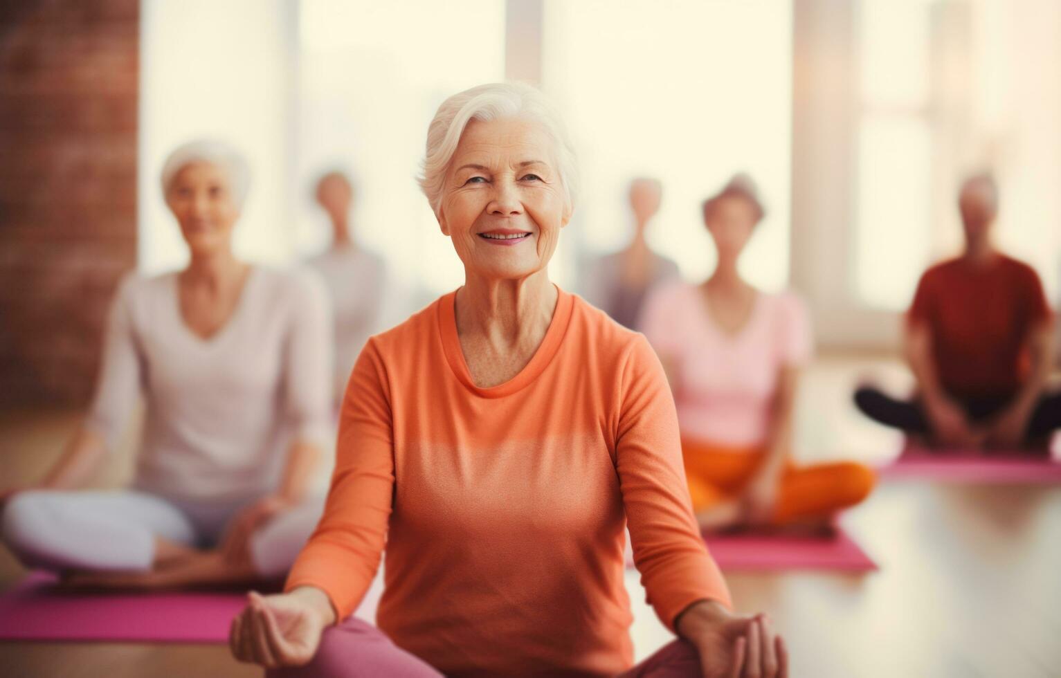 AI generated an old lady yoga class photo