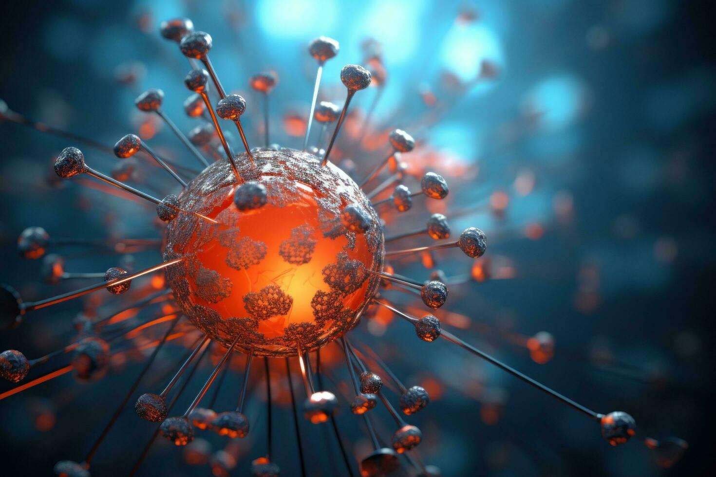 AI generated an image of a virus containing a twig and needle photo